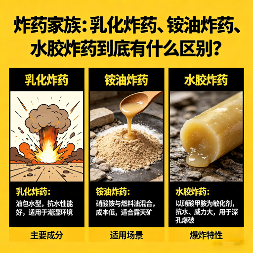 鹰潭炸药家族：乳化炸药、铵油炸药、水胶炸药到底有什么区别？